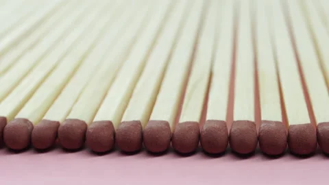 Lined up matches dolly shot, close up video. 4K macro Stock Footage 155280008