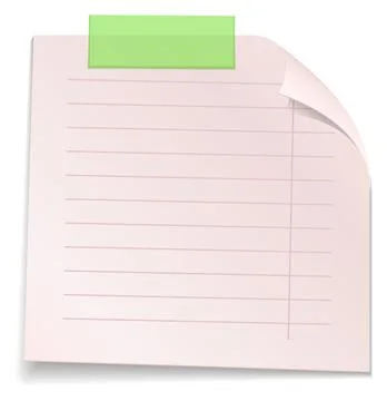 Lined memo note. Realsitic paper note with curled corner Illustrazione stock