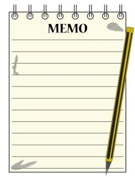 Lined Memo Notepad With Pencil Stock Illustration