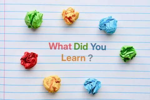 A lined notebook page featuring the question What Did You Learn? Stock Photos