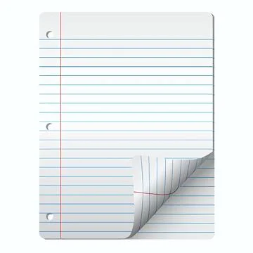Lined-notebook-paper-page-with-curled-corner Stock Illustration