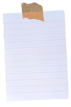 Lined notebook paper page taped Stock Photos