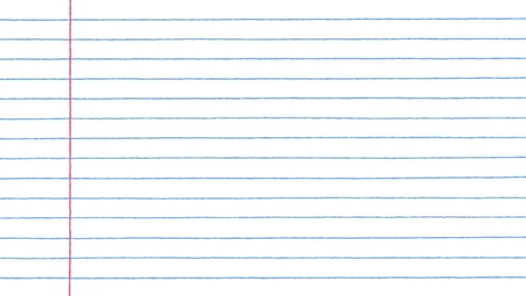 Lined notebook paper texture with red margin line school exercise sheet Stock Footage 345198810