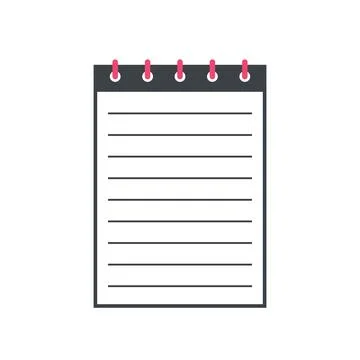 Lined Notepad Planner Flat Vector Icon Illustration Stock Illustration