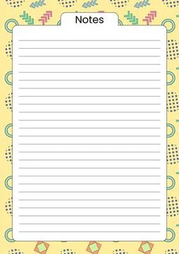 Lined Notes Page with Colorful Geometric Background Stock Illustration