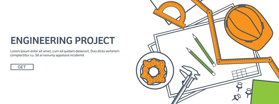 Lined, outline vector illustration. Engineering and architecture. Notebook Stock Illustration