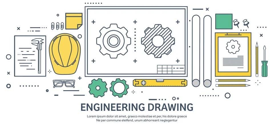 Lined, outline vector illustration. Engineering and architecture. Notebook Stock Illustration