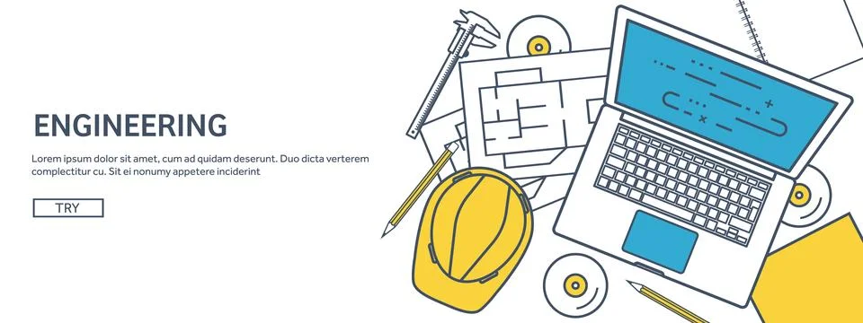 Lined, outline vector illustration. Engineering and architecture. Notebook Stock Illustration