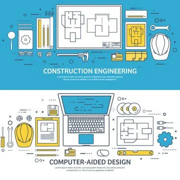 Lined, outline vector illustration. Engineering and architecture. Notebook Stock Illustration
