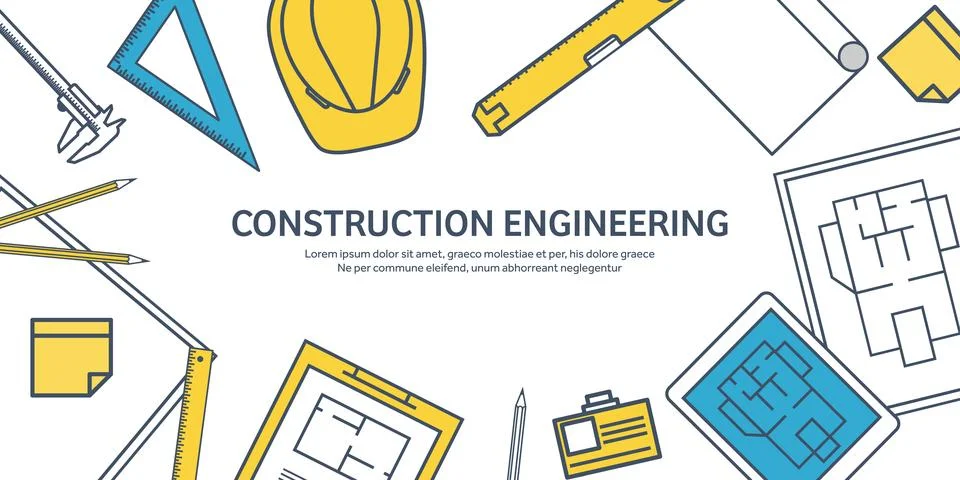 Lined, outline vector illustration. Engineering and architecture. Notebook Stock Illustration