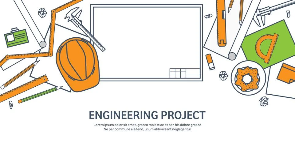 Lined, outline vector illustration. Engineering and architecture. Notebook Stock Illustration