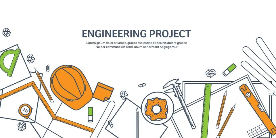 Lined, outline vector illustration. Engineering and architecture. Notebook Stock Illustration