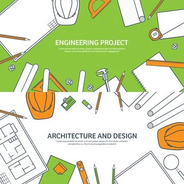 Lined, outline vector illustration. Engineering and architecture. Notebook Stock Illustration