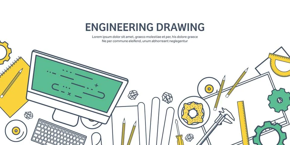 Lined, outline vector illustration. Engineering and architecture. Notebook Stock Illustration