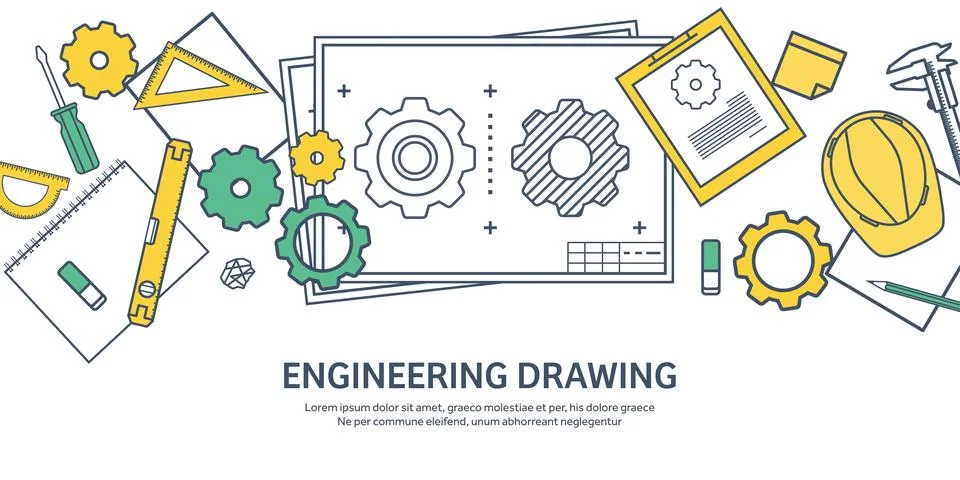 Lined, outline vector illustration. Engineering and architecture. Notebook Stock Illustration