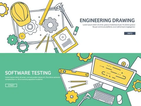 Lined, outline vector illustration. Engineering and architecture. Notebook Stock Illustration