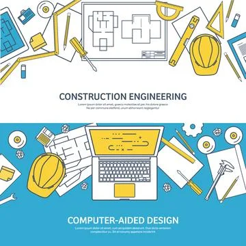Lined, outline vector illustration. Engineering and architecture. Notebook Stock Illustration