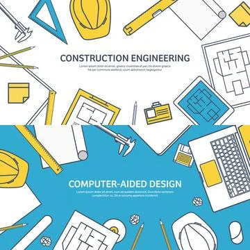 Lined, outline vector illustration. Engineering and architecture. Notebook Stock Illustration
