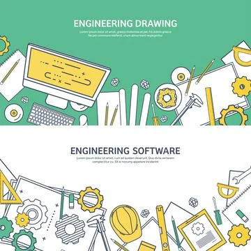 Lined, outline vector illustration. Engineering and architecture. Notebook Stock Illustration