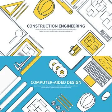 Lined, outline vector illustration. Engineering and architecture. Notebook Stock Illustration