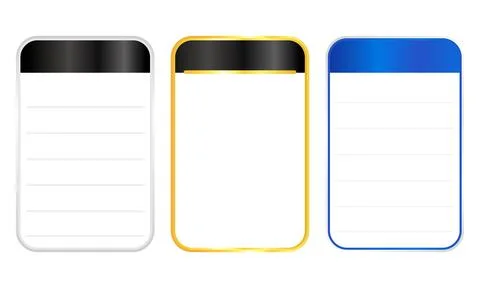 Lined paper memo banners in black gold and blue colors Stock Illustration