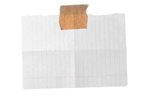 Lined paper note with tape isolated Stock Photos