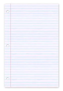 Lined paper notepad on white background Foto stock