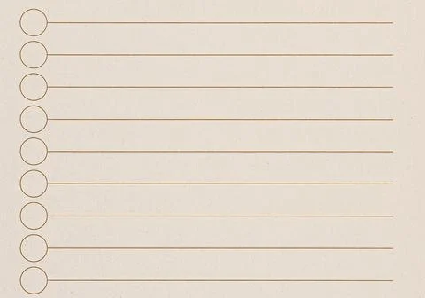 Lined Paper Sheet with Checkmark Circles on Textured Background for Study Lis 写真素材