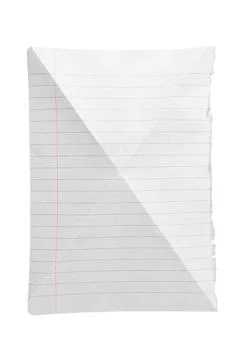 Lined paper sheet folded isolated Stock Photos