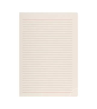 Lined Paper Sheet with Red Margins on White Background for Study and Writing Stock Photos