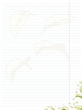 A lined paper template featuring a border of autumn leaves in the bottom ri.. Stock Illustration