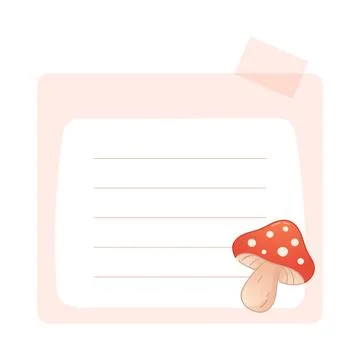 Lined pastel notepad with red mushroom Stock Illustration