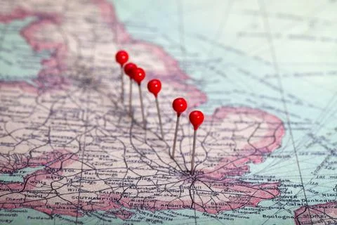 Lined up pins Stock Photos