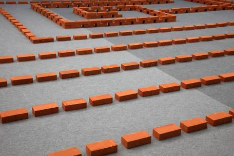 Lined red brick Stock Photos