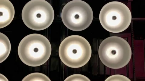 Lined up round lamp lights Stock Footage 138868311