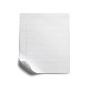 Lined sheet of paper with turned down corner on white background, top view Stock Photos