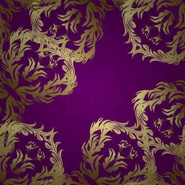Lined tiled motif over colored background with curls style.Illustration in purpl Stock Illustration