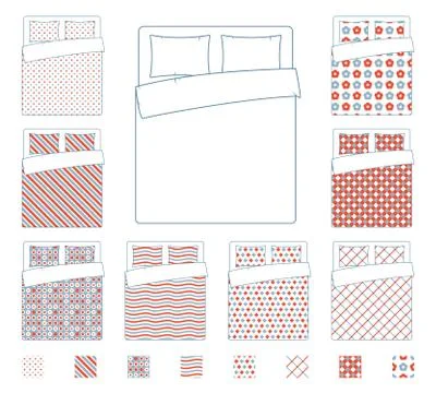 Linen and bedding, duvet vector textile patterns template 스톡 일러스트