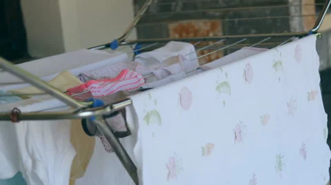 The linen dries on the dryer Stock Footage 40413938