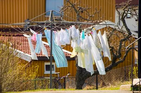 The linen dries Stock Photos