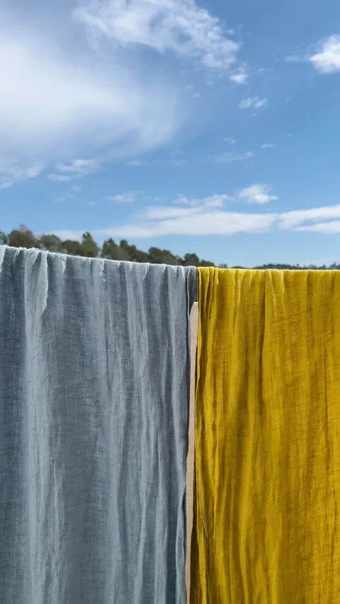 Linen laundry gently air drying in the forest breeze Stock Footage 344301883