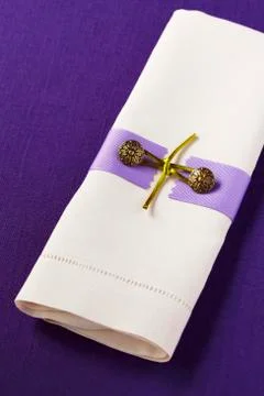 Linen Napkin with Button Stock Photos