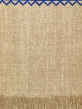 Linen natural texture pattern with fringe.background. Stock Photos