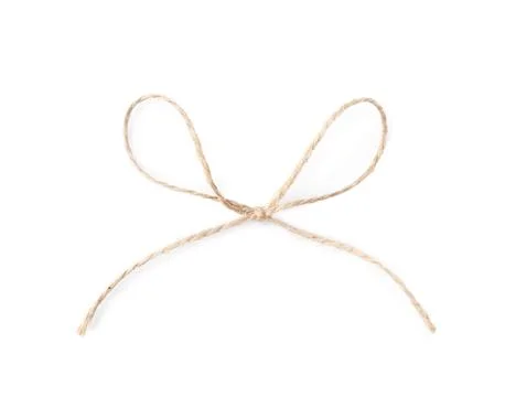Linen rope string bow isolated on white, top view Stock Photos