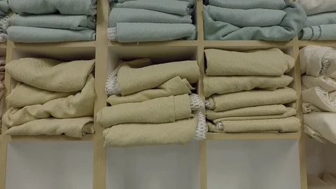 Linen supply shelf Stock Footage 72391297