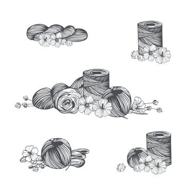 Linen threads. Vector   illustration. Illustrazione stock