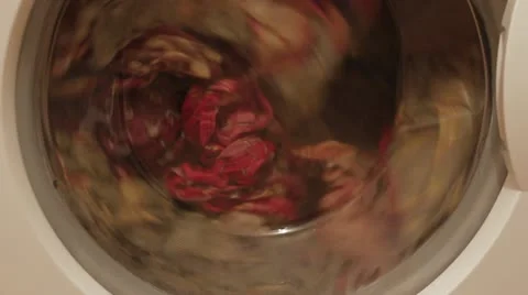 Linen is washed in a washing machine Stock Footage 12129891