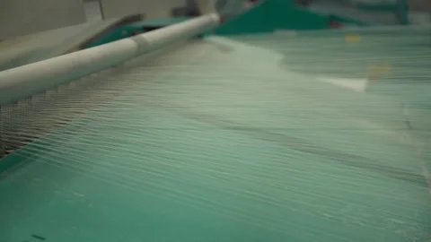 Linen yarn manufacturing process on textile factory machinery Stock Footage 247190632