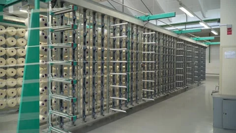 Linen yarn manufacturing process on textile factory machinery Stock Footage 247190660