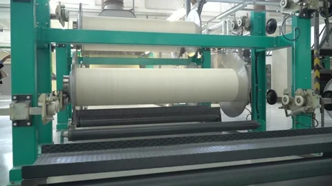 Linen yarn manufacturing process on textile factory machinery Stock Footage 247190733